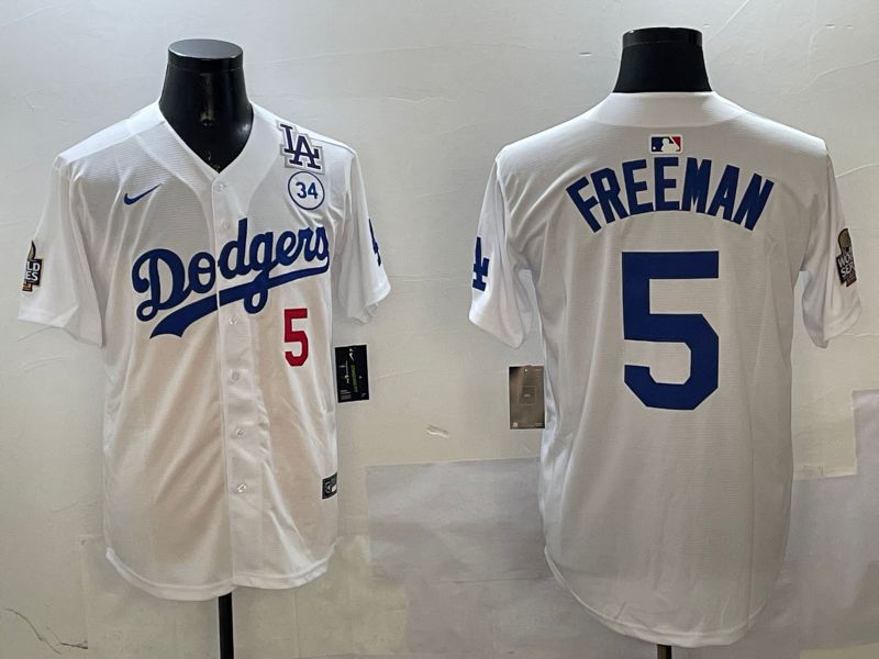Men Los Angeles Dodgers #5 Freeman White Blue Fashion Game 2025 Nike MLB Jersey style 3263->more jerseys->MLB Jersey